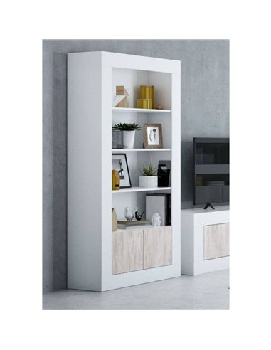 Montreal White And Wood Effect Tall Bookcase, 3076