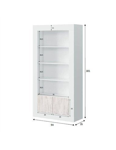Montreal White And Wood Effect Tall Bookcase, 3076