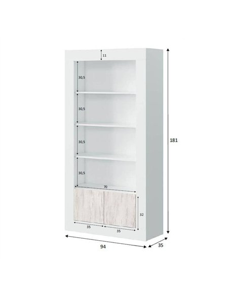 Montreal White And Wood Effect Tall Bookcase, 3076 - pic 115302 | FastDaddyshop