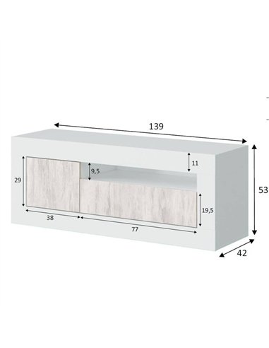 Montreal White And Wood Effect TV Unit, 3075
