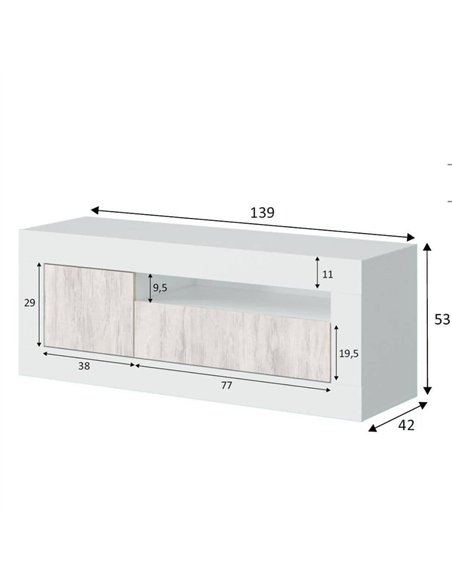 Montreal White And Wood Effect TV Unit, 3075 - pic 115308 | FastDaddyshop