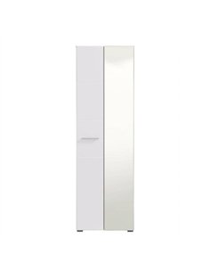 Myra White Mirrored Narrow Wardrobe, 3050