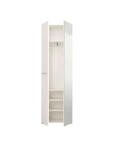 Myra White Mirrored Narrow Wardrobe, 3050