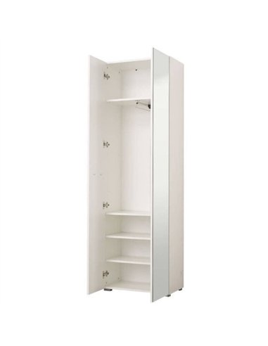 Myra White Mirrored Narrow Wardrobe, 3050