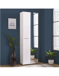 Myra White Mirrored Narrow Wardrobe, 3050 2