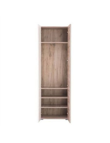 Myra White Gloss And Oak Effect Mirrored Narrow Wardrobe, 3266