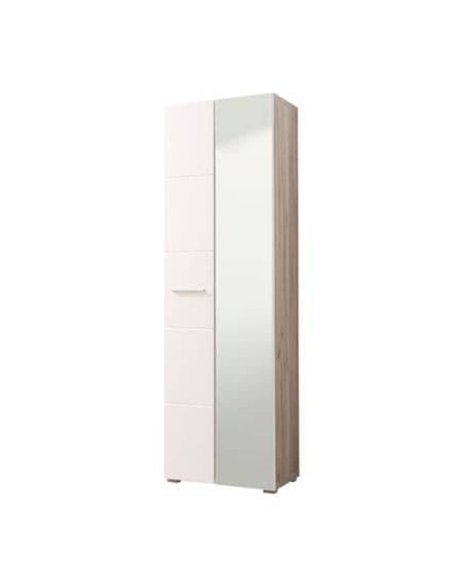 Myra White Gloss And Oak Effect Mirrored Narrow Wardrobe, 3266 - pic 115318 | FastDaddyshop