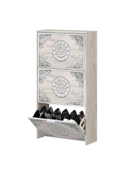 Neymar 18 Pair Modern Grey and White Oak Shoe Cabinet, 3227 - pic 115323 | FastDaddyshop