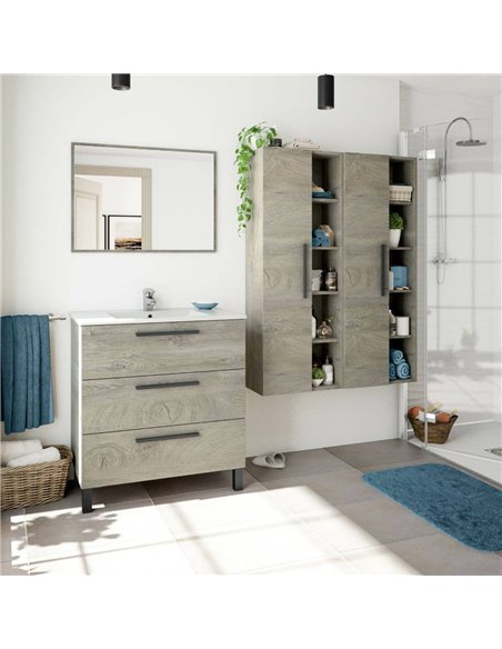 Neves Oak Effect Bathroom Vanity Storage Wall Mounted Cupboard, 3226 - pic 115327 | FastDaddyshop