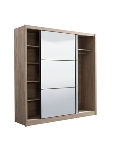 Nevada Artisan Oak Effect Full Mirrored Sliding Door Wardrobe, 3424