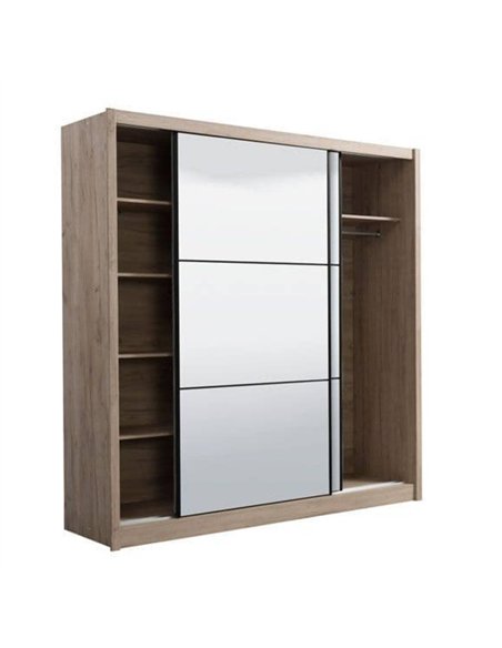 Nevada Artisan Oak Effect Full Mirrored Sliding Door Wardrobe, 3424 - pic 115329 | FastDaddyshop