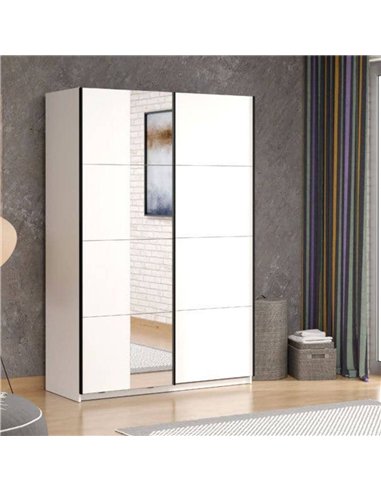 Noah Sliding Wardrobe White With Mirror, 3407