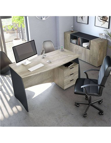 Oris Oak and Grey Large Desk With Drawers, 3121