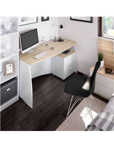 Oris White And Oak Effect Large Desk With Drawers, 3256 2