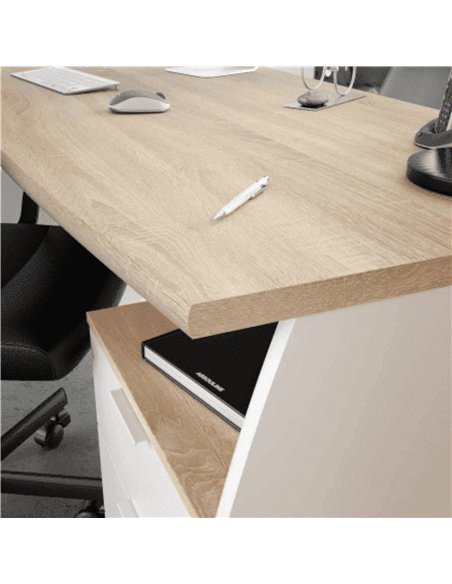 Oris White And Oak Effect Large Desk With Drawers, 3256 - pic 115350 | FastDaddyshop