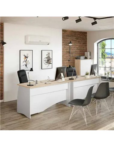 Oris White And Oak Effect Large Desk With Drawers, 3256