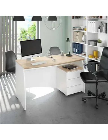 Oris White And Oak Effect Large Desk With Drawers, 3256