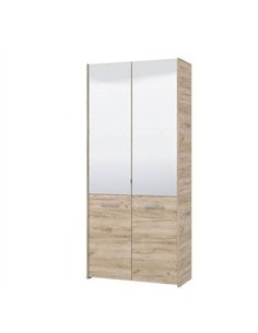 Osaka Oak Effect Mirrored Door 50 Pair Large Shoe Cabinet Cupboard, 3267