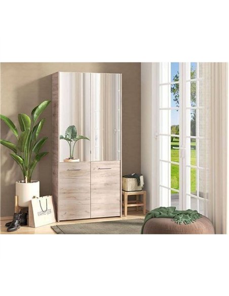 Osaka Oak Effect Mirrored Door 50 Pair Large Shoe Cabinet Cupboard, 3267 - pic 115354 | FastDaddyshop