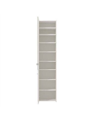 Osaka White Mirrored Slim Shoe Cabinet Cupboard, 3453