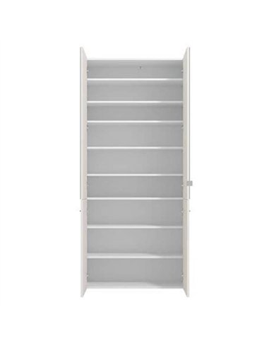 Osaka White Mirrored Large 50 Pair Shoe Cabinet Cupboard, 3455