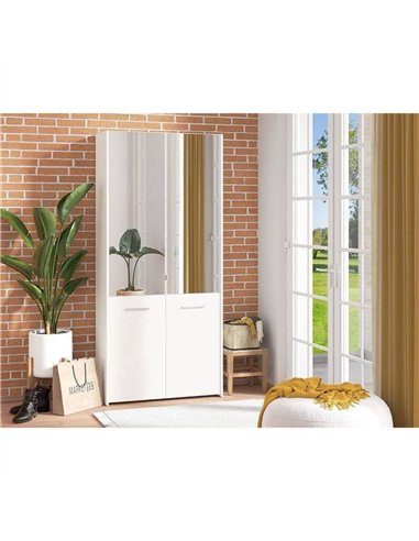 Osaka White Mirrored Large 50 Pair Shoe Cabinet Cupboard, 3455