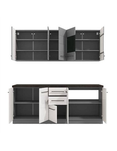 Pedro White Gloss and Grey Kitchen Units, 3280