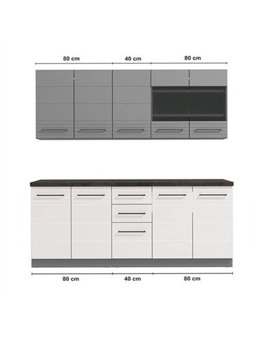 Pedro White Gloss and Grey Kitchen Units, 3280