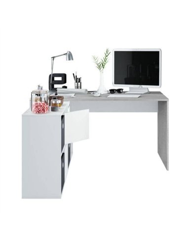 Pellegrini White and Concrete Grey Large Left or Right FlexiCorner Office Desk, 3029