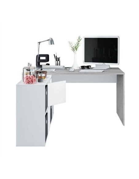 Pellegrini White and Concrete Grey Large Left or Right FlexiCorner Office Desk, 3029 - pic 115376 | FastDaddyshop