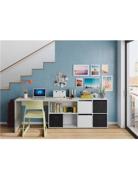 Pellegrini White and Concrete Grey Large Left or Right FlexiCorner Office Desk, 3029 - pic 115377 | FastDaddyshop