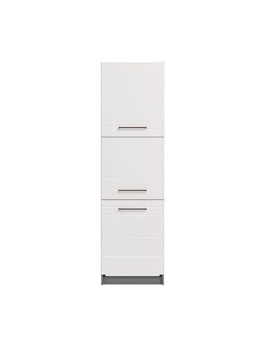 Pedro White High Gloss And Grey 60cm Tall Kitchen Larder Unit Pantry Cupboard, 3270