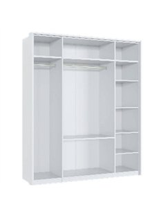  Rado 4 Door 2 Drawer White High Gloss Mirrored Wardrobe, 3154 2