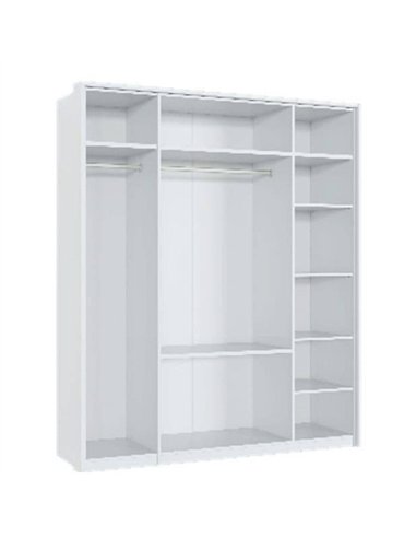  Rado 4 Door 2 Drawer White High Gloss Mirrored Wardrobe, 3154