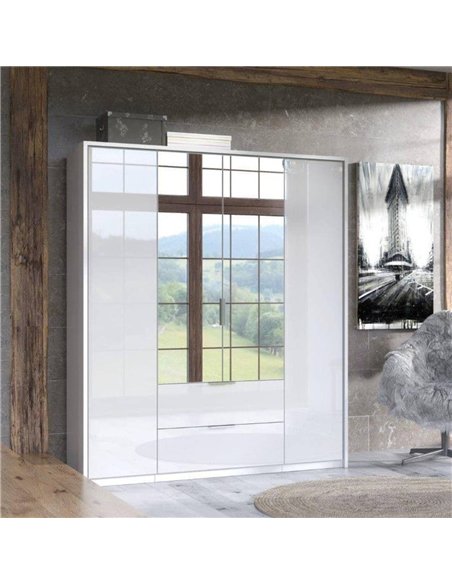  Rado 4 Door 2 Drawer White High Gloss Mirrored Wardrobe, 3154 - pic 115385 | FastDaddyshop