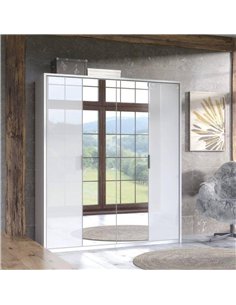  Rado 4 Door White High Gloss Mirrored Wardrobe, 3155