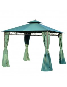 Outsunny 3x3m Gazebo with Metal Frame and Side Walls, Dark Green