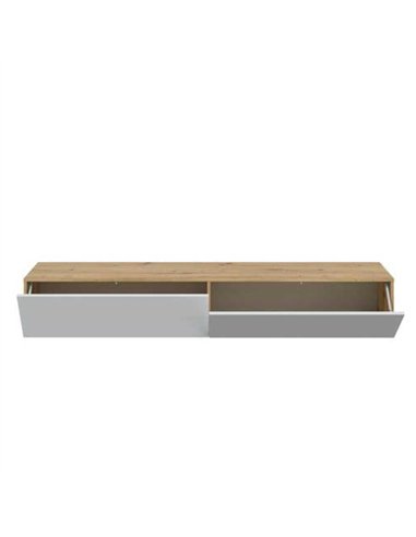 Reyes Nordic Oak Effect And White Wall Mounted Floating Wide Large TV Unit, 3255