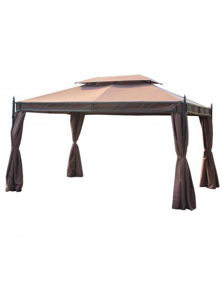 Outsunny 3x4m Garden Metal Gazebo Marquee Patio with Sidewalls, Coffee - pic 11541 | FastDaddyshop