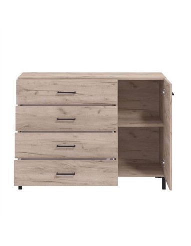 Romero Oak Effect 1 Door 4 Drawer Sideoard Storage Unit, 3276