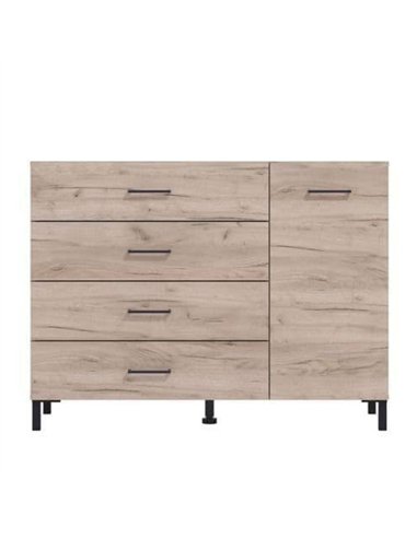 Romero Oak Effect 1 Door 4 Drawer Sideoard Storage Unit, 3276