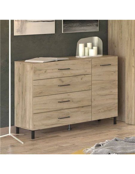Romero Oak Effect 1 Door 4 Drawer Sideoard Storage Unit, 3276 - pic 115413 | FastDaddyshop