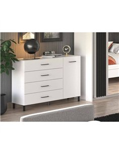Romero White 1 Door 4 Drawer Sideoard Storage Unit, 3277