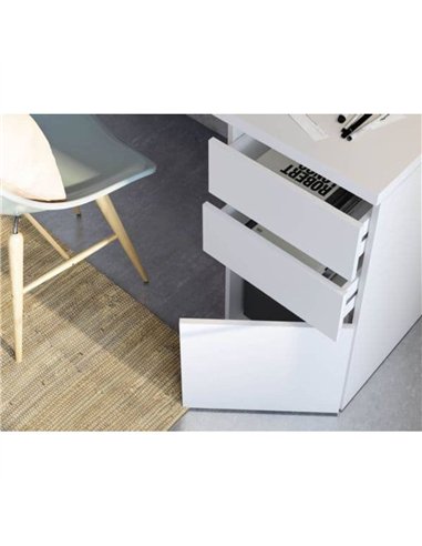 Sacramento Artic White Office Desk with Cupboard and Drawers, 3290