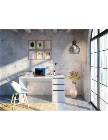 Sacramento Artic White Office Desk with Cupboard and Drawers, 3290