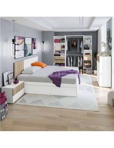 Salvador Natural Oak Effect and White Open Door Wardrobe With Shelves And Rail, 3219