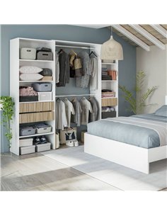 Salvador Natural Oak Effect and White Open Door Wardrobe With Shelves And Rail, 3219