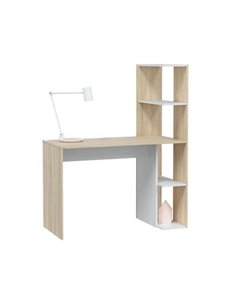 Saliba White And Oak Effect Desk With Bookcase, 3243