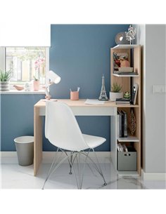 Saliba White And Oak Effect Desk With Bookcase, 3243 2