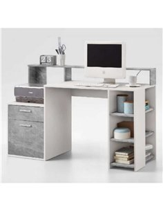 Sansa White and Grey Desk with Hutch, 2673